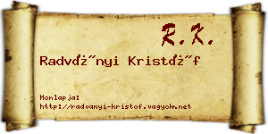 Radványi Kristóf névjegykártya